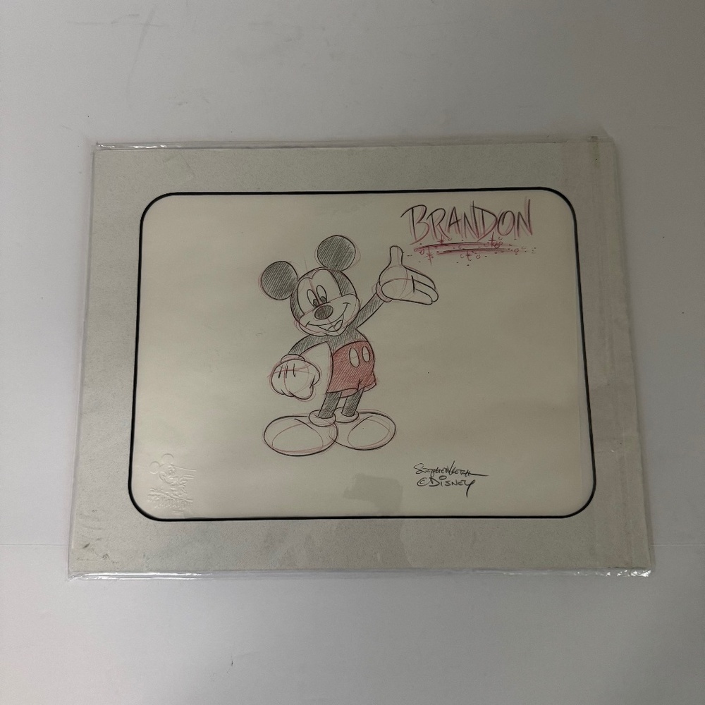 Disney Mickey Mouse Sketch Art Print Personalized “Brandon” 14x11 Matted NWT